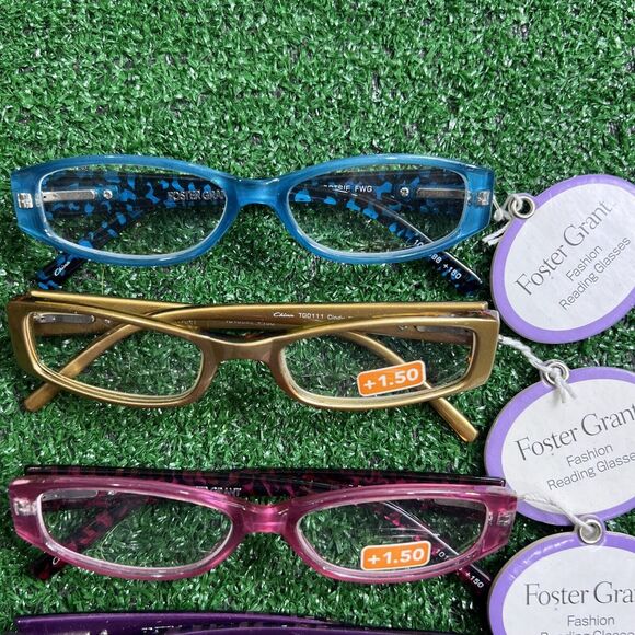 Foster Grant Eyeglasses +1.50 Lot Of 6 Multicolored Solid Front Tortise Arm NWT - Picture 2 of 13